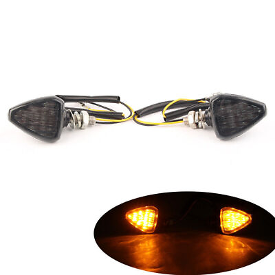 #ad Pair LED Amber Turn Signal Lights Indicator Lamp Blinker For Yamaha Smoke Lens $11.10