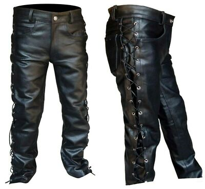 #ad Mens Leather Pants Trousers Party Casual Motorcycle Punk Style Pants Hot Fashion $151.00