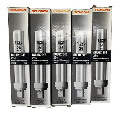 #ad Sylvania Dulux D E 26W CFL Compact Fluorescent 20673 4 Pin Bulbs Lot of 5 $19.20