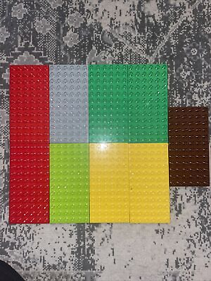 #ad Lot of 9 Lego Duplo 6x12 Flat Base Plates Green Grey Yellow Red Brown $25.99
