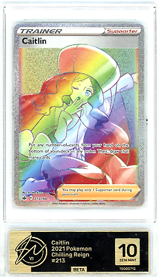 #ad 2021 Pokemon Trainer Caitlin 213 Chilling Reign Rainbow Full Art WAG Gem Mint 10 $39.99