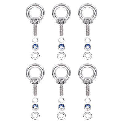 #ad 6Pcs M3 x 9mm 304 Stainless Steel Lifting Shoulder Eye Bolt with Nuts Washers $9.02