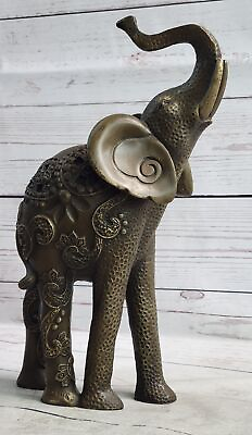 #ad Happy Elephant With Trunk Up African lion by French Artist Barye Bronze Decor $309.00