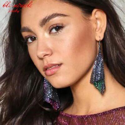 #ad Bohemia Alloy Tassel Drop Earrings Women Fashion Jewelries Silver Color Earring $12.68