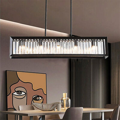 #ad Industrial Crystal Chandelier 5 Light Hanging Ceiling Pendant Lamp Fixtures $179.99