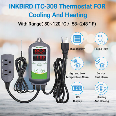 #ad Inkbird ITC 308 Wired Thermostat Heating Cooling Temperature Control 50°C 120°C $25.88