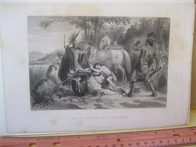#ad Vintage PrintSMITH RESCUED BY POCAHONTASGeorge VirtueLondonNative American $20.00