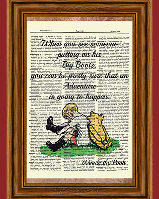 #ad Winnie the Pooh Dictionary Art Print Picture Poster Vintage Big Boots Quote Gift $5.99