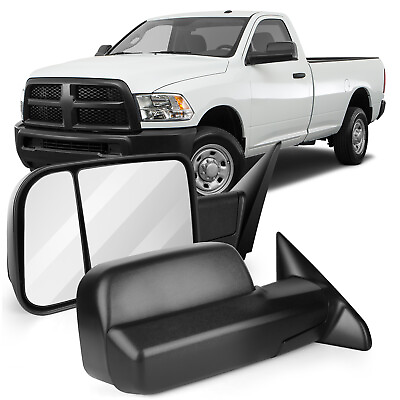 #ad Pair Black Power Heated Tow Side Mirrors For 2010 2015 Dodge Ram 1500 2500 3500 $123.89