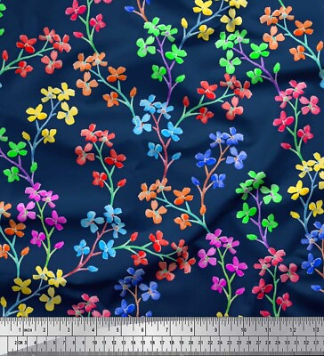 #ad Soimoi Cotton Poplin Fabric Lilac Floral Decor Fabric Printed metre 76n AU $13.99