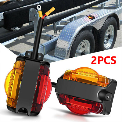 2x LED Amber and Red Trailer Fender Lights Led 4quot; Led Clearance Lights 14 Diodes $15.99
