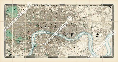 #ad Cruchley#x27;s New Plan London antique Georgian map guide 1832 XL art poster print GBP 23.70