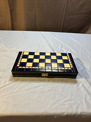 #ad Wooden Blue White Chess Set $40.00