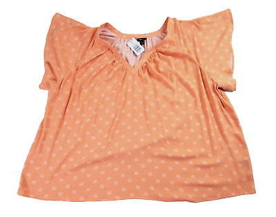#ad Torrid Crinkle Gauze Top Womens Plus 4X Light Orange Flutter Short Sleeves New $17.40