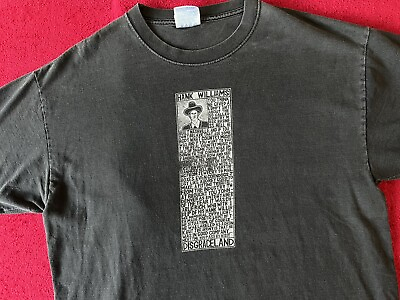 #ad Large Vintage Hank Williams Yee Haw Disgraceland Rant Art T Shirt K. Bradley $37.50