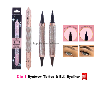 #ad Black Eyeliner amp; Brow Tatto Pen 2 in 1 Eyebrow Tatto amp; BLK Liquid Eyeliner Pen $9.99