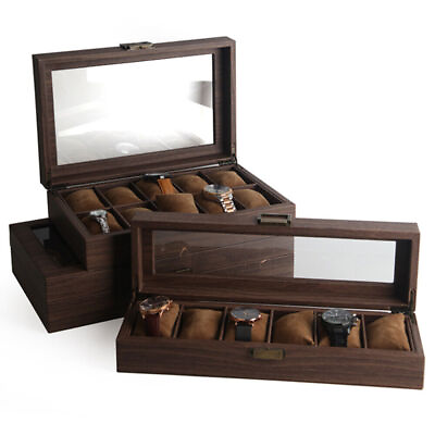 #ad Wooden Natural Wood Watch Display Case Collection Storage Holder Cases $22.49