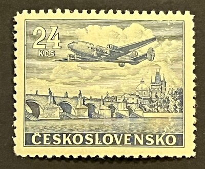 #ad Travelstamps: 1946 47 Czechoslovakia Airmail Stamps Scott #C25 Mint MOGH $3.99