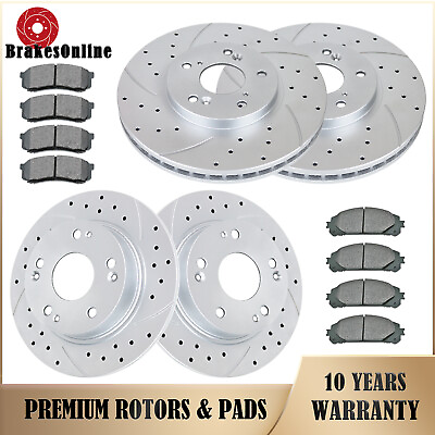 #ad 282mm Front amp; 260mm Rear Brake Rotor Pads Fit for Honda Accord Slotted Drilled $126.80