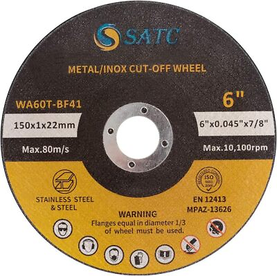 #ad 100 Pack 6quot;x.045quot;x7 8quot; Cut off Wheel Metal amp; Stainless Steel INOX Cutting Discs $74.21