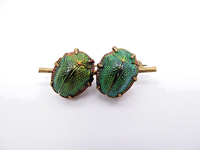 #ad Antique Victorian Edwardian Double Scarab Beetle Brooch GBP 250.00