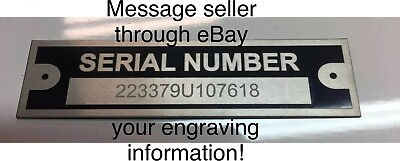 #ad Engraved Trailer Truck Car Rat Rod Plate Serial Tag Black Chevy Ford Dodge $18.00