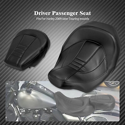 #ad Black Low Profile Driver Passenger Seat Pillion Stitching Fit For Touring 09 23 $75.99