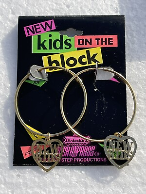 #ad NKOTB 1990 New Kids On The Block Vintage Hoop Earrings Rock Express $11.99