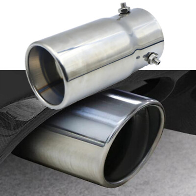 #ad 70mm Car Exhaust Muffler Tip Round Stainless Steel Chrome Tail Muffler Exhaust $23.45