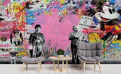 #ad 3D Love Graffiti Wallpaper Wall Mural Removable Self adhesive 34 AU $349.99