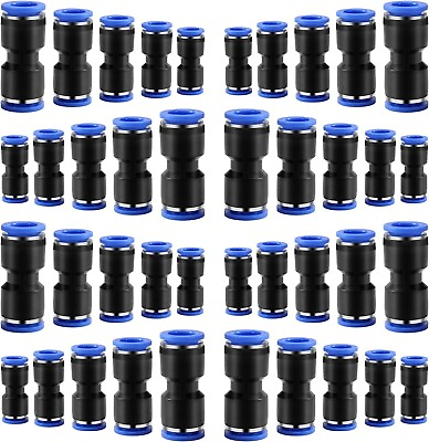 #ad 40 Pcs Straight Connectors Puch Connect Fittings Air Line Quick 1 4 5 16 3 8 Tub $22.59