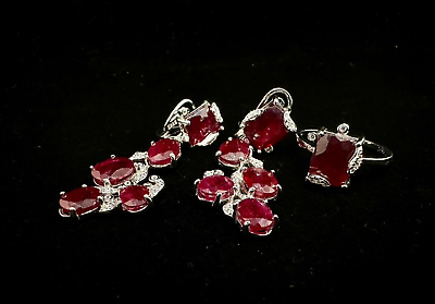 #ad Ruby from Thailand 9x7 with 7x5 Ring Earring sets 925 Sterling Silver $114.00