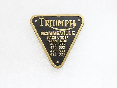 #ad Triumph Bonneville Timing Cover Patent Plate Badge 70 4016B #V115 $14.30