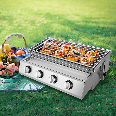 #ad Gas BBQ Grill Stainless Steel Outdoor Camp Picnic Barbecue Shish Kabob 4 Burner $120.75