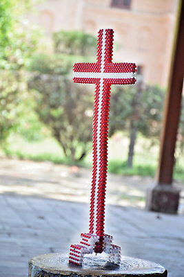 #ad Handmade Plastic Beaded Cross Colorful Religious Decor Unique Christian Gift $96.00