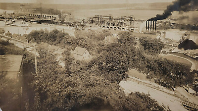 #ad Keokuk Iowa RPPC Postcard Water Power Aerial Mississippi River Steamboat Anschtz $77.50