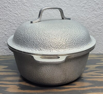 #ad VTG Century Silver Seal Hammered Cast Aluminum Dutch Oven With Lid 10 inch 3 qt. $35.00