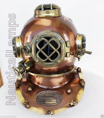 #ad 18quot; Iron amp; Brass Full New Antique Finish Navy Mark V Scuba Diving Divers Helmet $189.50