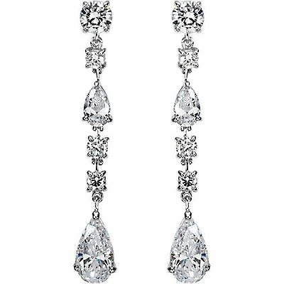 #ad 2.80 ct Pear amp; Round cut Diamond Chandelier Earrings F G SI1 14k White Gold $3850.00