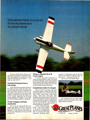 #ad CAP 21 RC Airplane Kit Print Ad Wall Art Decor Great Planes $17.99
