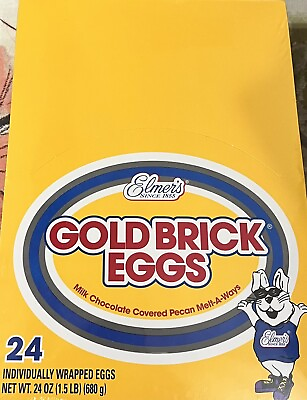 #ad Elmers Easter Gold Brick Chocolate Eggs 24 Pack 2024 Stock $34.88