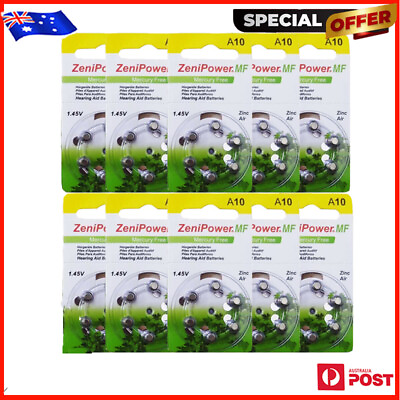 #ad 10 Size 10 Hearing Aid Battery Zenipower label CIC CANAL ALL BRAND 60 pcs AU $5.90