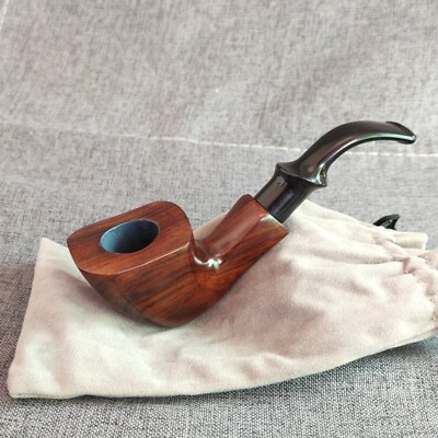 #ad 1pcs Vintage Pipe Durable Solid Classic Pipe Smoking Creative Ebony Wooden Pipe $18.80