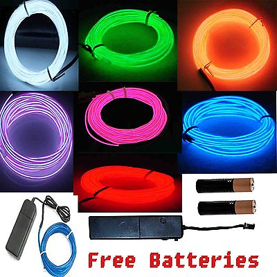 Neon LED Light Glow EL Wire String Strip Rope Tube Car Dance Party Controller $5.69