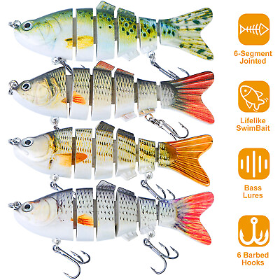 #ad 4 Pcs 10cm 20g Bass Fishing Lure Multi Jointed Lifelike Fish Lures Wobbler Bait $14.79