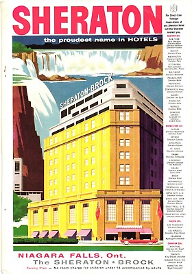 #ad 1957 SHERATON HOTELS BROCK Niagara Falls Ontario Canada Print Ad Vintage $7.95