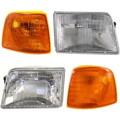 #ad Headlight Kit For 1993 1997 Ford Ranger With Corner Light Left and Right Side $63.82