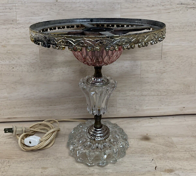 Vintage MICHELOTTI Lamp 10quot; Height Cranberry amp; Clear Glass Vintage Table Accent $53.95