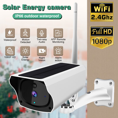 #ad Solar Powered IP Camera 1080p WiFi Ip67 Night Vision Security Li ion Battery US $15.99