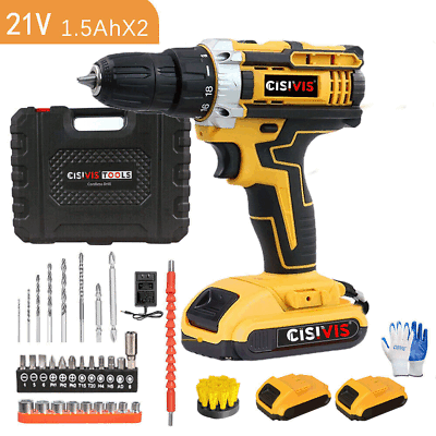 #ad #ad Cordless Drill 21V Drill Driver Set Combi Electric Fast Charger 2 Battery 1Brush $35.99